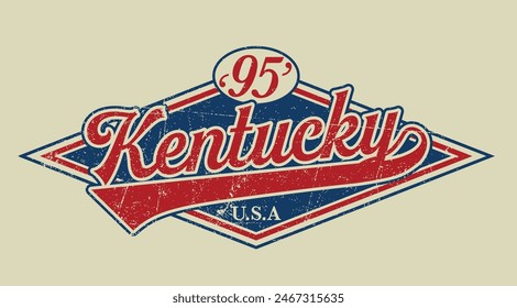 Vintage varsity college typography united states of america  kentucky state slogan text print for graphic tee t shirt or sweatshirt hoodie or sticker poster - Vector 