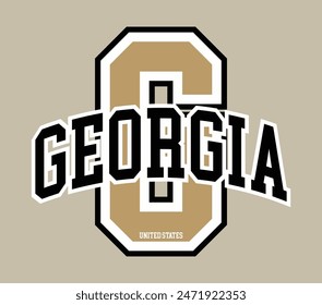 Vintage varsity college typography united states of america georgia state slogan text print for graphic tee t shirt or sweatshirt hoodie or sticker poster - Vector