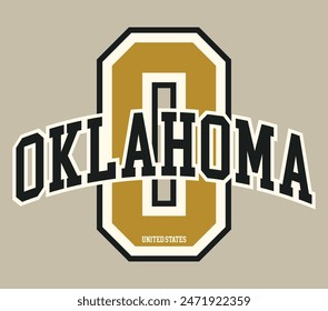 Vintage varsity college typography united states of america oklahoma state slogan text print for graphic tee t shirt or sweatshirt hoodie or sticker poster - Vector