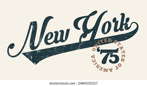 Vintage varsity college typography united states of america new york slogan text print for graphic tee t shirt or sweatshirt hoodie or sticker poster - Vector