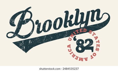 Vintage varsity college typography united states of america brooklyn new york slogan text print for graphic tee t shirt or sweatshirt hoodie or sticker poster - Vector