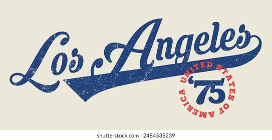 Vintage varsity college typography united states of america los angeles california slogan text print for graphic tee t shirt or sweatshirt hoodie or sticker poster - Vector