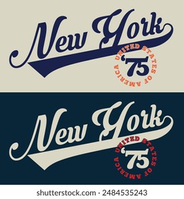 Vintage varsity college typography united states of america new york slogan text print for graphic tee t shirt or sweatshirt hoodie or sticker poster - Vector