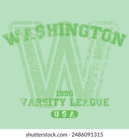 Antiguas varsity college typography estados unidos de américa washington state slogan text print with grunge texture for graphic tee t shirt or sweatshirt hoodie or sticker poster - Vector