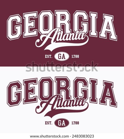 Vintage varsity college typography usa atlanta georgia state slogan text print for graphic tee t shirt or sweatshirt hoodie or sticker poster - Vector