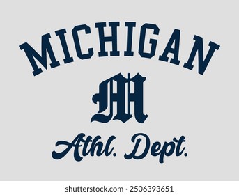 Vintage varsity college usa united states of america michigan state athletic department slogan print for graphic tee t shirt or sweatshirt hoodie - Vector