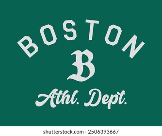 Vintage varsity college usa united states of america boston city athletic department slogan print for graphic tee t shirt or sweatshirt hoodie - Vector