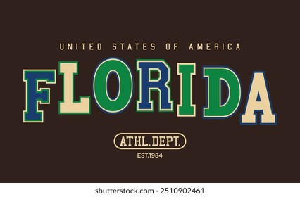 Vintage varsity college usa united states of america state athletic department slogan print for graphic tee t shirt or sweatshirt hoodie - Vector