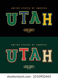 Antiguas Universidad Universitaria EE.UU. Estados Unidos de América Departamento atlético del estado de impresión de eslogan para camiseta gráfica o sudadera con capucha - Vector