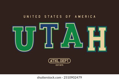 Vintage varsity college usa united states of america state athletic department slogan print for graphic tee t shirt or sweatshirt hoodie - Vector