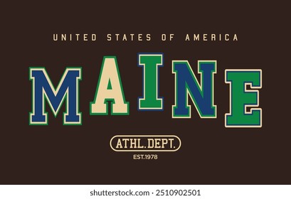 Vintage varsity college usa united states of america state athletic department slogan print for graphic tee t shirt or sweatshirt hoodie - Vector