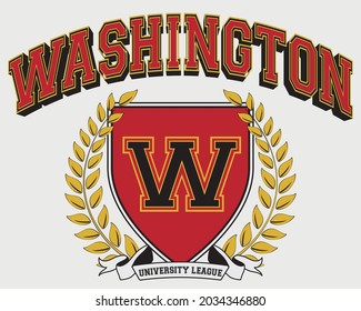 Vintage Varsity College Washington University League Slogan Print For Man - Woman Graphic Tee T Shirt Or Sweatshirt - Vector