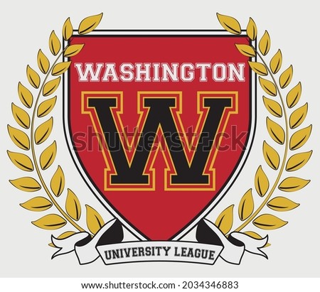 Vintage varsity college washington university league slogan print for man - woman graphic tee t shirt or sweatshirt - Vector