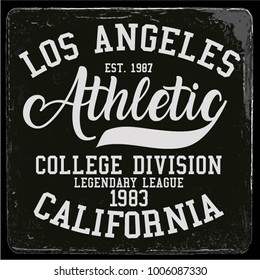 
Vintage Varsity graphics and Emblem with grunge background.