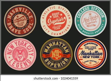 Vintage Varsity Graphics And Emblem With Grunge Background.