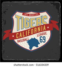Vintage Varsity graphics and Emblem with grunge background.