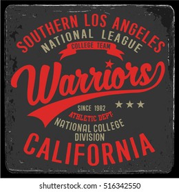 Vintage Varsity graphics and Emblem with grunge background.