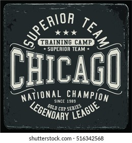 Vintage Varsity Graphics And Emblem With Grunge Background.