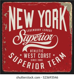 Vintage Varsity graphics and Emblem with grunge background.