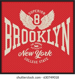 Vintage Varsity graphics and Emblem with grunge background.
