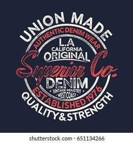 vintage varsity style vector design with grunge effected typo