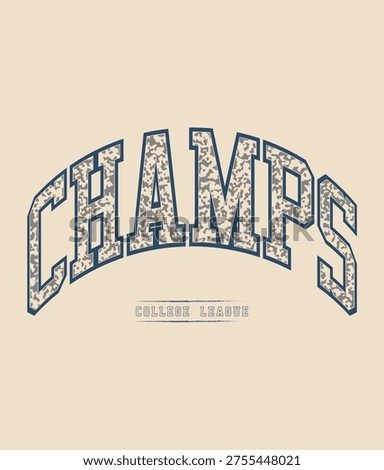 Vintage Varsity Typography with Camouflage Pattern and College League Design vector