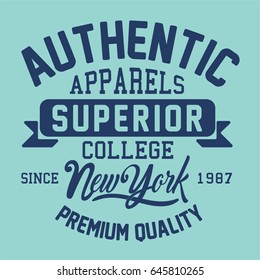 vintage varsity typography illustration, vector