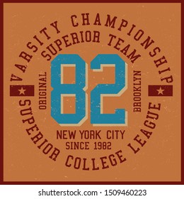 Vintage varsity vector graphics and grunge backgrounds.