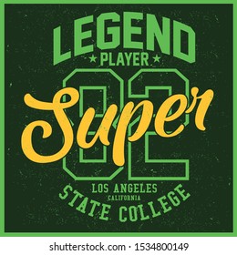 Vintage varsity vector graphics and grunge backgrounds.