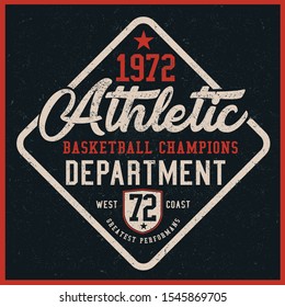Vintage varsity vector graphics and grunge background.