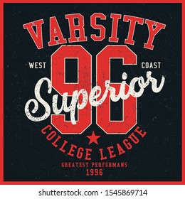 Vintage Varsity Vector Graphics Grunge Background Stock Vector (Royalty ...