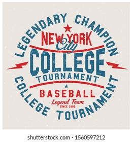 Vintage varsity vector graphics and grunge background.