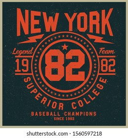 Vintage varsity vector graphics and grunge background.