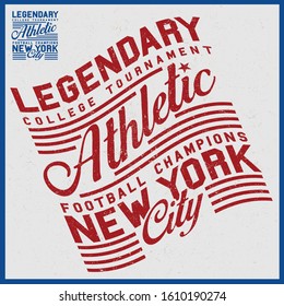 Vintage varsity vector graphics and grunge background.