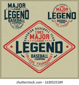 Vintage varsity vector graphics and grunge background.