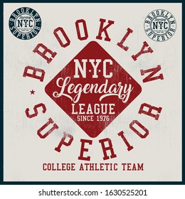 Vintage varsity vector graphics and grunge background.