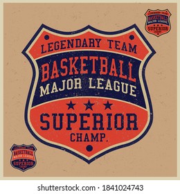 Vintage varsity vector graphics and grunge background.