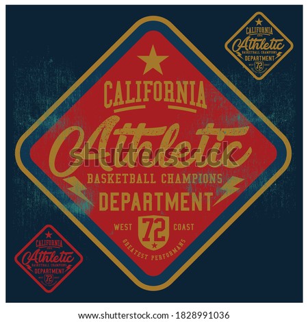 Vintage varsity vector graphics and grunge background.