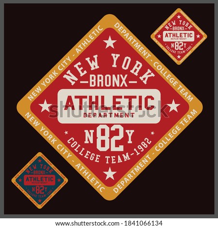 Vintage varsity vector graphics and grunge background.