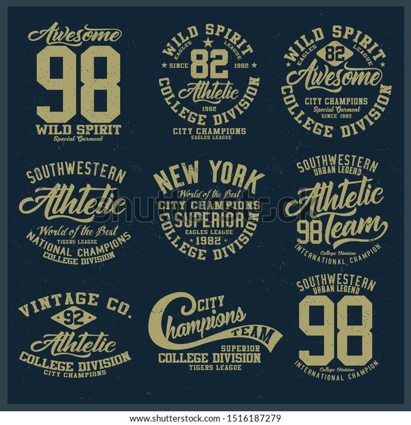 Vintage Varsity Vector Graphics Grunge Backgrounds Stock Vector ...