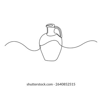 Vintage vase outline drawing illustration. one continuous line drawing of unique pottery.