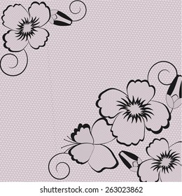 Vintage vector abstract background with black lace, greetings, invitations and business card