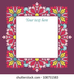 Vintage vector abstract flower frame with text place