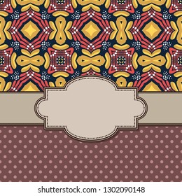 Vintage vector abstract flower frame with text place