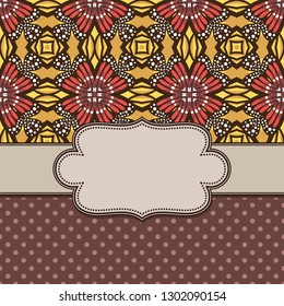 Vintage vector abstract flower frame with text place