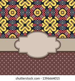 Vintage vector abstract flower frame with text place