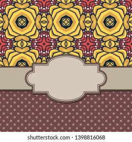 Vintage vector abstract flower frame with text place