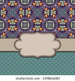 Vintage vector abstract flower frame with text place