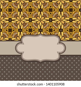 Vintage vector abstract flower frame with text place