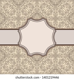 Vintage vector abstract flower frame with text place
